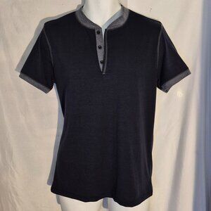 YesStyle casual pull over Henley shirt, Dark Blue and gray in size XL
